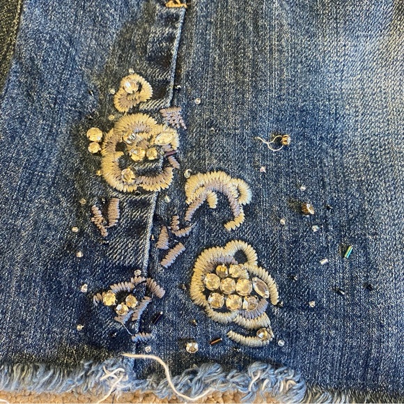 Skirt, Embellished Denim Mini - Picture 5 of 14